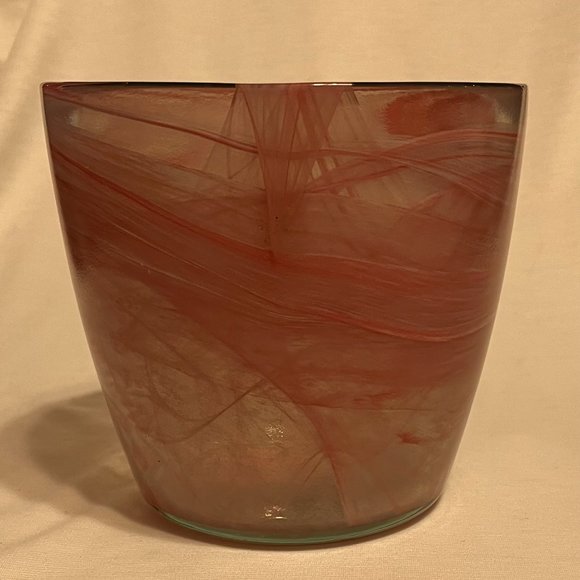 Ecoglass Recycled Glass Flower Pot Pink Swirl - Picture 3 of 6